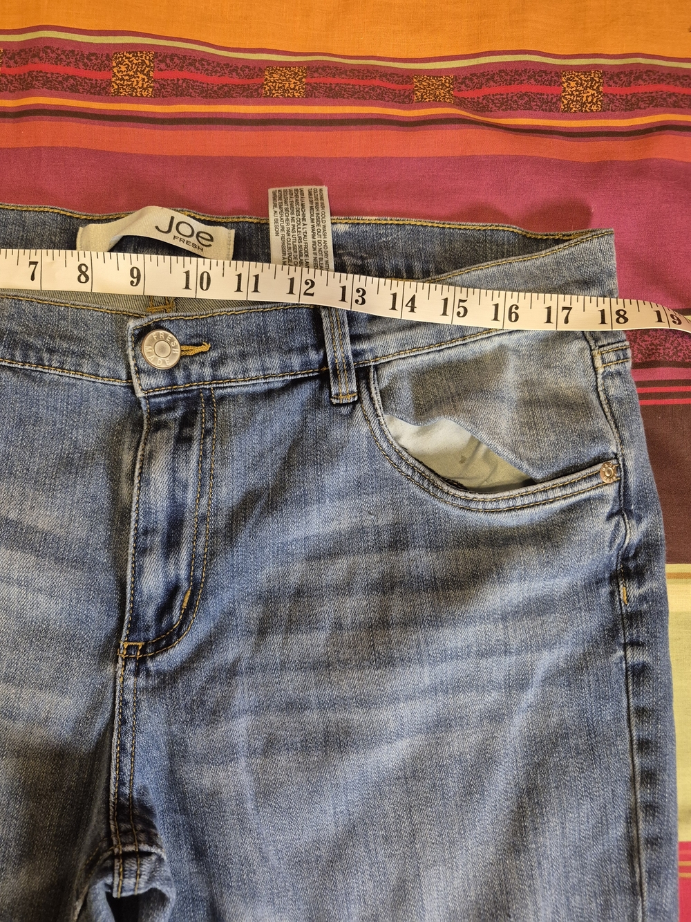 Upcycled Joe Fresh Women's Light Blue Floral Patch Slim Jeans - Picture 3 of 7